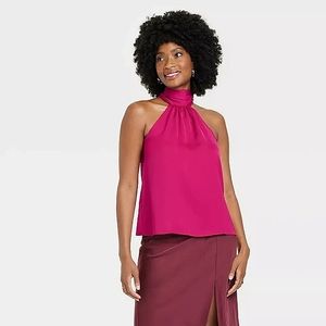 A New Day Hot pink Elegant satin top. Audrey Hepburn would have rocked this!!!!